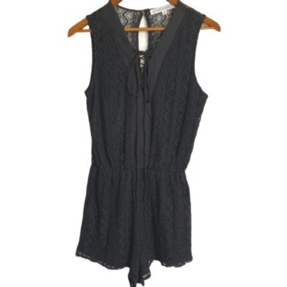 After Market Romper Size S Black Lace Sleeveless V-Neck Boho Party Date Night